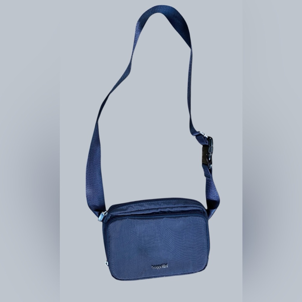 Baggallini Modern Belt Bag French Navy Sling Crossbody Waist RFID Travel Bag